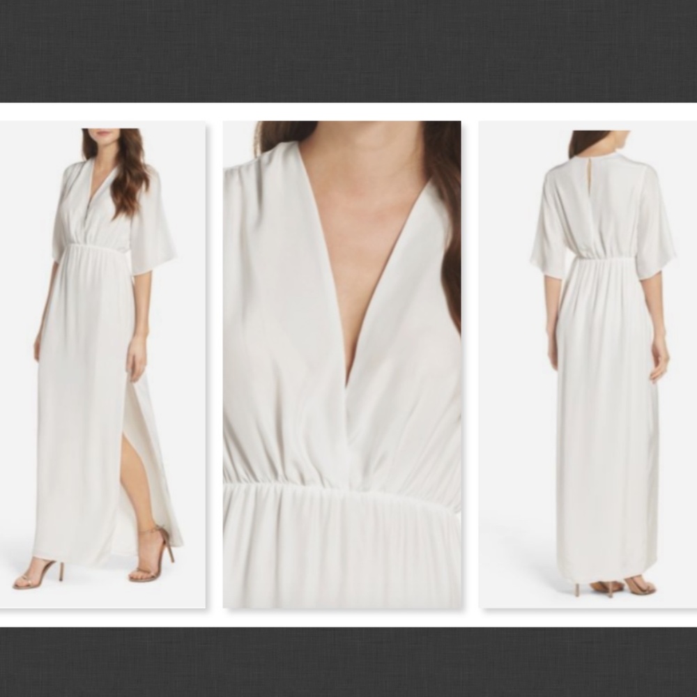 NEW $336 Natalie Deayala Collection Flutter Sleeve Silk Gown Size M